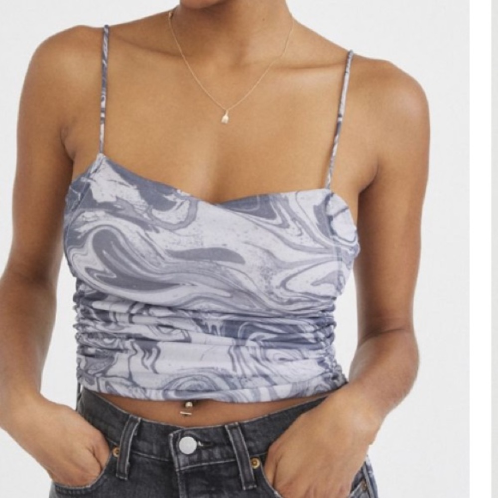 Urban Outfitters Mesh Ruched Cropped Cami
